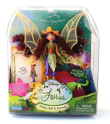 Rare Disney Fairies TINKER BELL FRIENDS LILLY GARDEN TALENT Doll PIXIE DUST WING