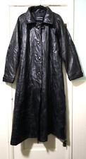 Vtg Womens Navarre Patchwork 100% Black Leather Plus 2x Long Duster Jacket Coat