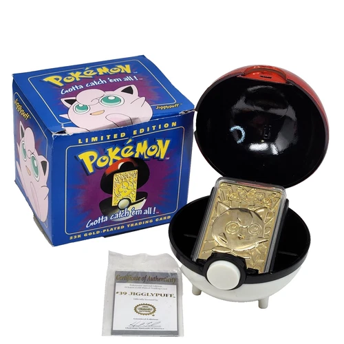 VINTAGE 1999 POKEMON 23K GOLD PLATED TRADING CARD BURGER KING JIGGLYPUFF COA