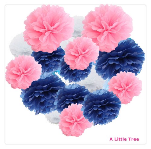 12PCs PINK Theme Mixed Tissue Pom Poms Paper Pompoms Fluffy Flower Ball Party - Picture 42 of 67
