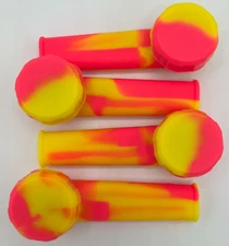 Silicone Tobacco Smoking Pipe with Metal Bowl & Cap Lid | Pink / Yellow  10 pack
