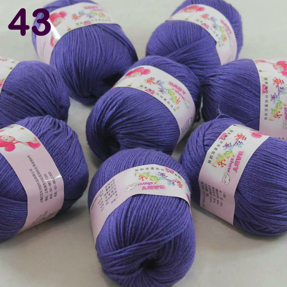 Sale 8 Skeinsx50g Cashmere Silk Wool Children Hand Knit Blankets Crochet Yarn 43