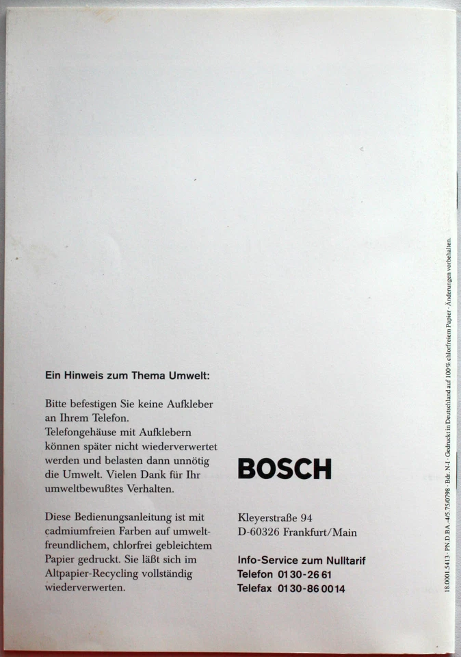 Bedienungsanleitung BOSCH TELECOM -Telefone angeschlossen an Anlagen Integral 3 - Bild 2 von 2