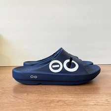 OOFOS OOahh Sport Slide Open Toe Navy Blue Sandal Women's Size 8