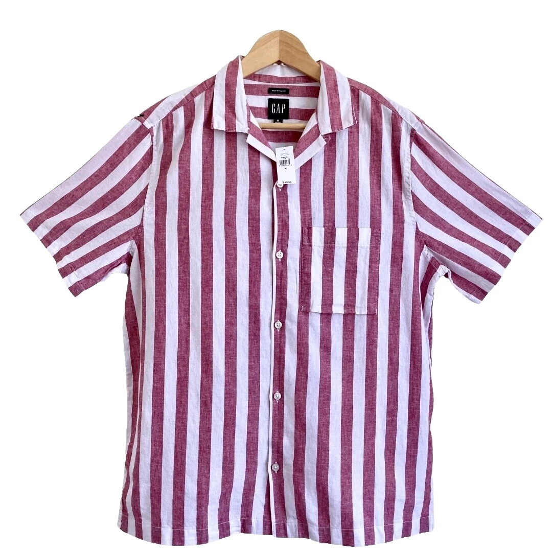 Botón informal a rayas de algodón Gap-Down Shirts for Men