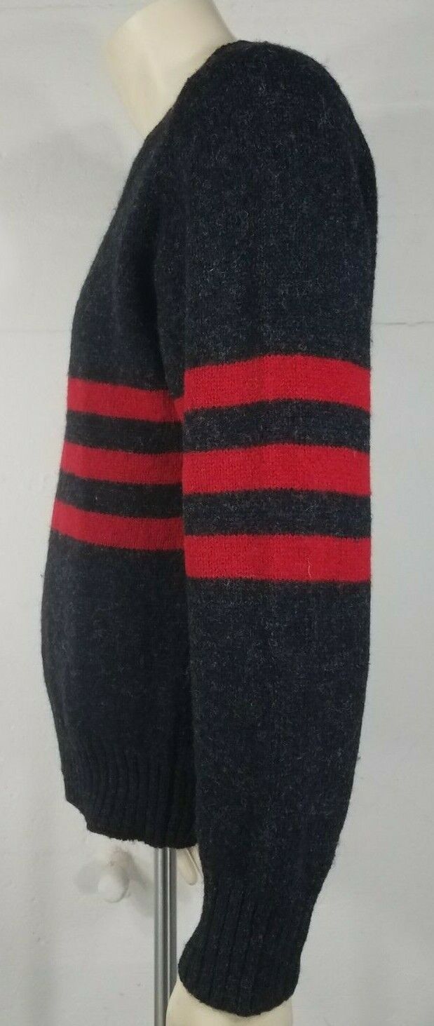 Vintage GAP dark gray red striped 100% Shetland w… - image 4