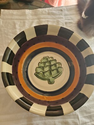 vicki carroll Bon Appetite Large Serving Bowl Artichoke  Center 1995