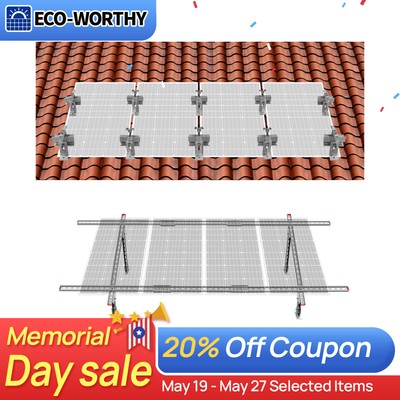 Adjustable Roof Solar Panel Mounting Brackets Kit System for 4PCS Solar Panels