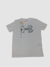 30 Under Armour Kids Boys White Heatgear Activewear Logo Tee T-Shirt Size YLG