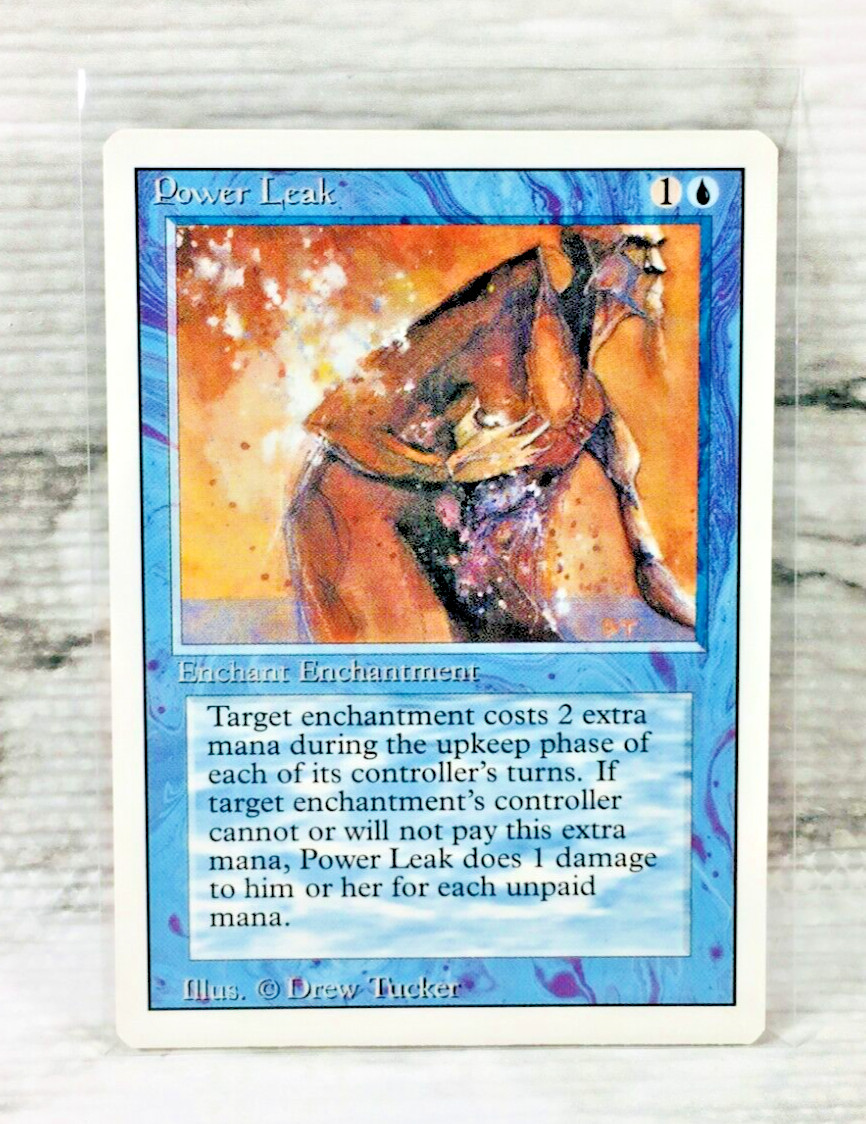 1994 MAGIC THE GATHERING (MTG) POWER LEAK (BLUE) TCG REVISED EDITION CARD!