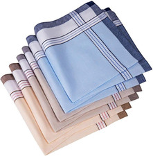 6 Pack Men's Handkerchiefs Cotton Hankies Classic Design 100 Cotton