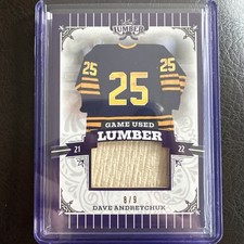 2022 LEAF LUMBER HOCKEY GAME USED STICK DAVE ANDREYCHUK PURPLE BUFFALO 8/9
