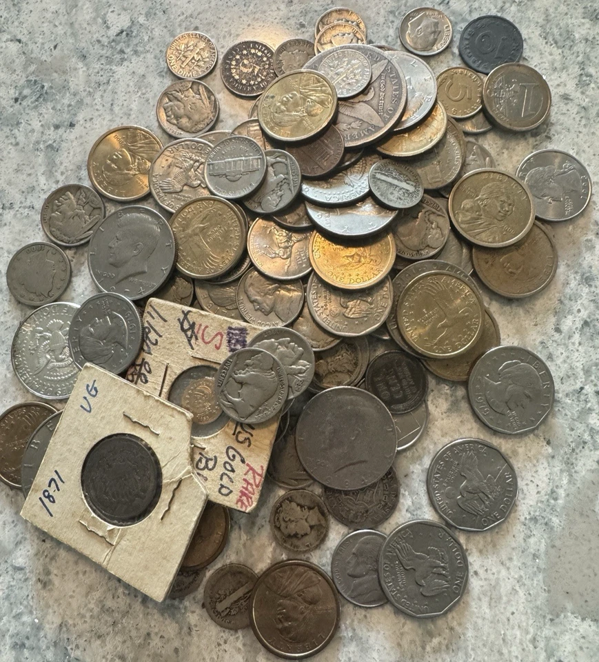 Lot of 100 +  Mixed Assorted Vintage Mostly USA Coins, 1936,28,25,36,29,23,1871 - Image 4 of 4