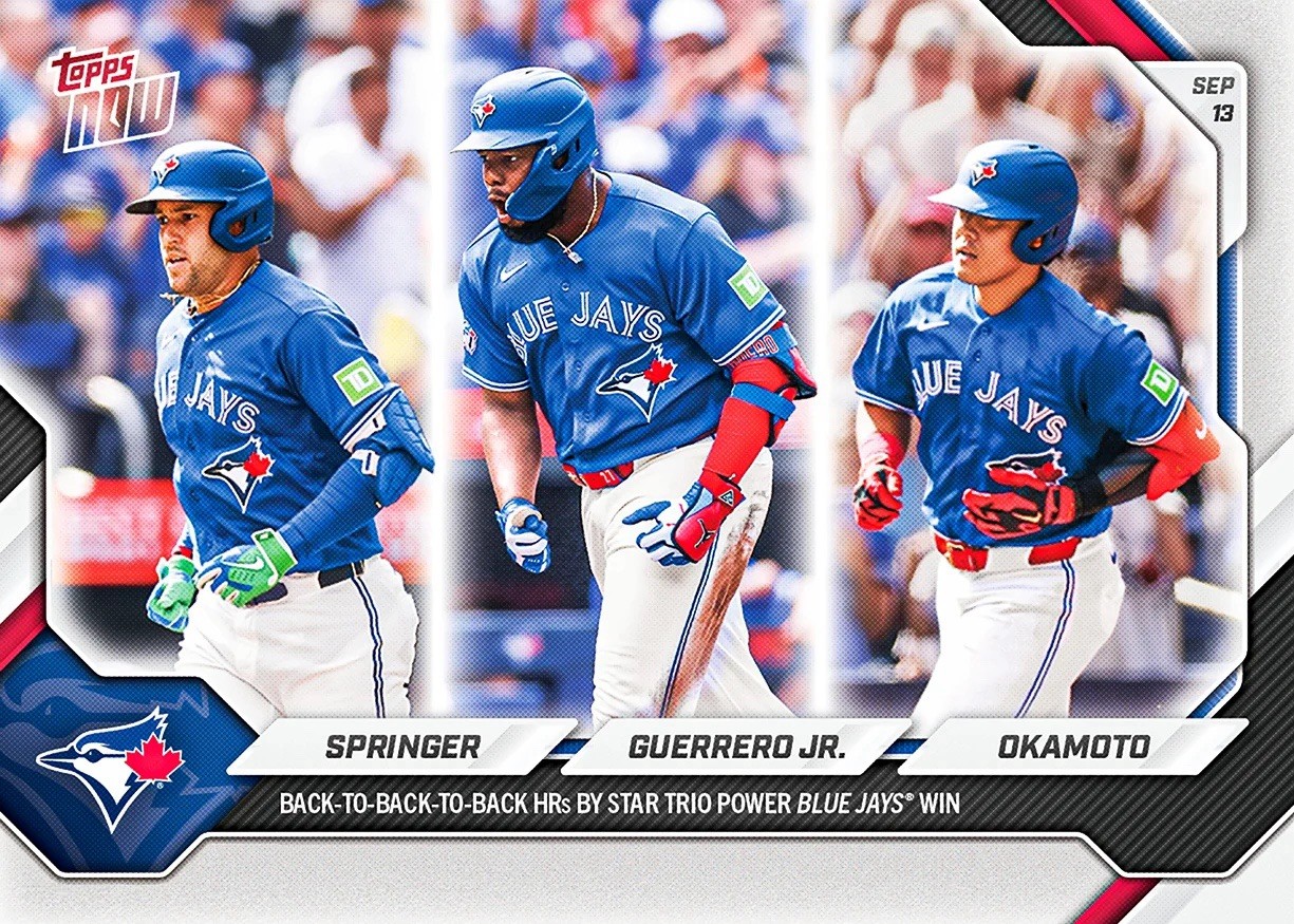 George Springer Vladimir Guerrero Jr Kazuma Okamoto 2026 MLB Topps NOW Card 667