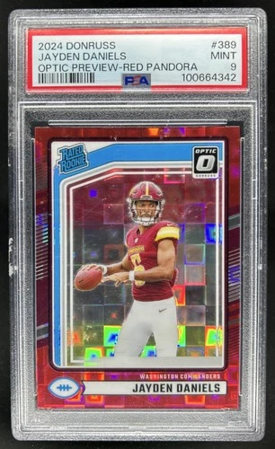 2024 Donruss Jayden Daniels Optic Rated Rookie Preview Red Pandora #389 PSA 9