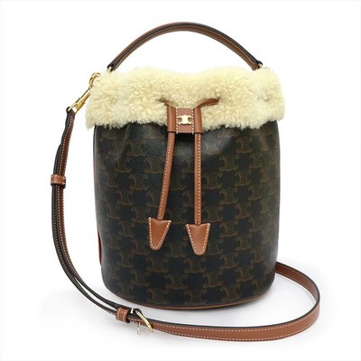 CELINE 116882GH3 Clara Triomphe Bucket in Natural Leather #558