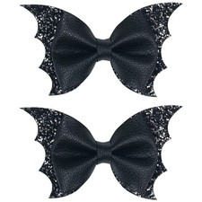 2 Pack Halloween Bat Hair Clips for Girls - Glitter Goth Hair Bows, Cute Bat ...