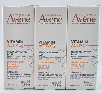 3x Avene Vitamin Activ Cg Radiance Serum .3 oz/ 10 ml Mini Travel Size NIB 10/26