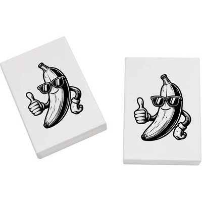 2 Radiergummis / Gummis 45 mm ''Banane Daumen hoch'' (ER00055759)