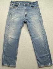Levis Strauss & Co 505 Blue Jeans Mens 38x30 Denim Straight Regular Distressed