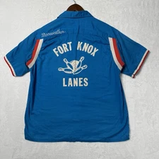 Vintage 60s Hilton Bowling Shirt Chain Stitch Mens Large Fort Knox Rockabilly