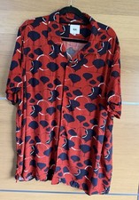 Kin John Lewis Size XXL Julmeme Lotus Print Shirt Red Blue Short Sleeve Mens BG4