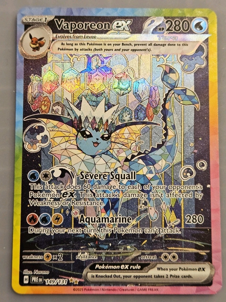 Vaporeon ex 149/131 Prismatic Evolutions Holo MINT Pokemon Card US SELLER