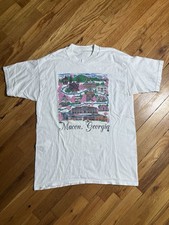 Vintage 90s Macon Georgia Souvenir T-Shirt Historic Landmarks Graphic Tee Size L