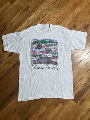 Vintage 90s Macon Georgia Souvenir T-Shirt Historic Landmarks Graphic Tee Size L