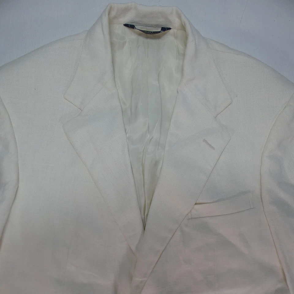 Blazer de lino Ralph Lauren vintage años 90 para hombre 42 chaqueta deportiva de cena blanca apagada EE. UU. Foto 2 de 4