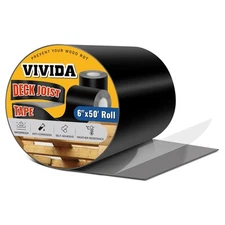 VIVIDA Butyl Joist Tape for Decking 6" × 50', Waterproof Deck Joist Butyl Sea...
