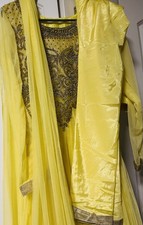 Beautiful Bollywood Yellow Party wear Anarkali Suit Size M dium Haldi function