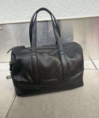 Karl Lagerfeld Leder Bowlingbag Schwarz Vintage Look Original