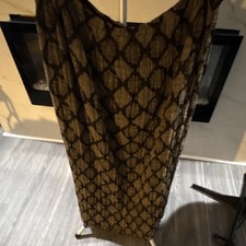 Lane Bryant Black Gold Geometric Maxi Dress Sleeveless Polyester Plus 18/20