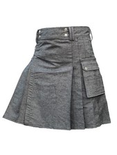 Men's Black Denim Scottish Fashion Utility kilt Sports kilt Size 28-62