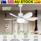 Large Ceiling Fan E27 Socket Fan 30W Dimmable LED Light with Remote Controller