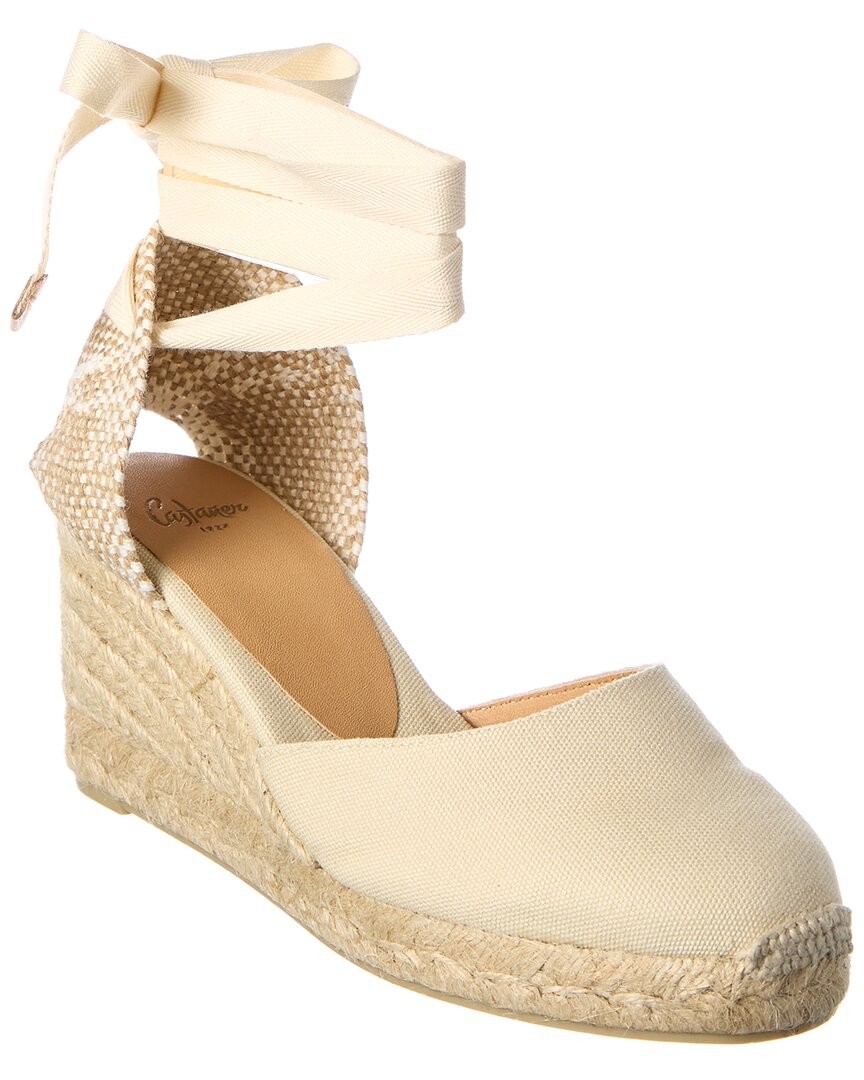 Женские парусиновые сандалии на танкетке Castaer Carina Белые 36 17190₽