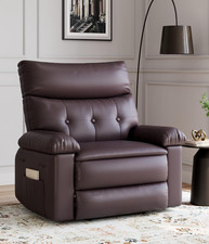 Oversized Wide Recliner Chair - Faux PU Leather Large Manual Recliner for Adults