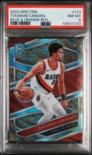 2023 PANINI SPECTRA BLUE & ORANGE INTL #173 TOUMANI CAMARA ROOKIE RC /25 PSA 8