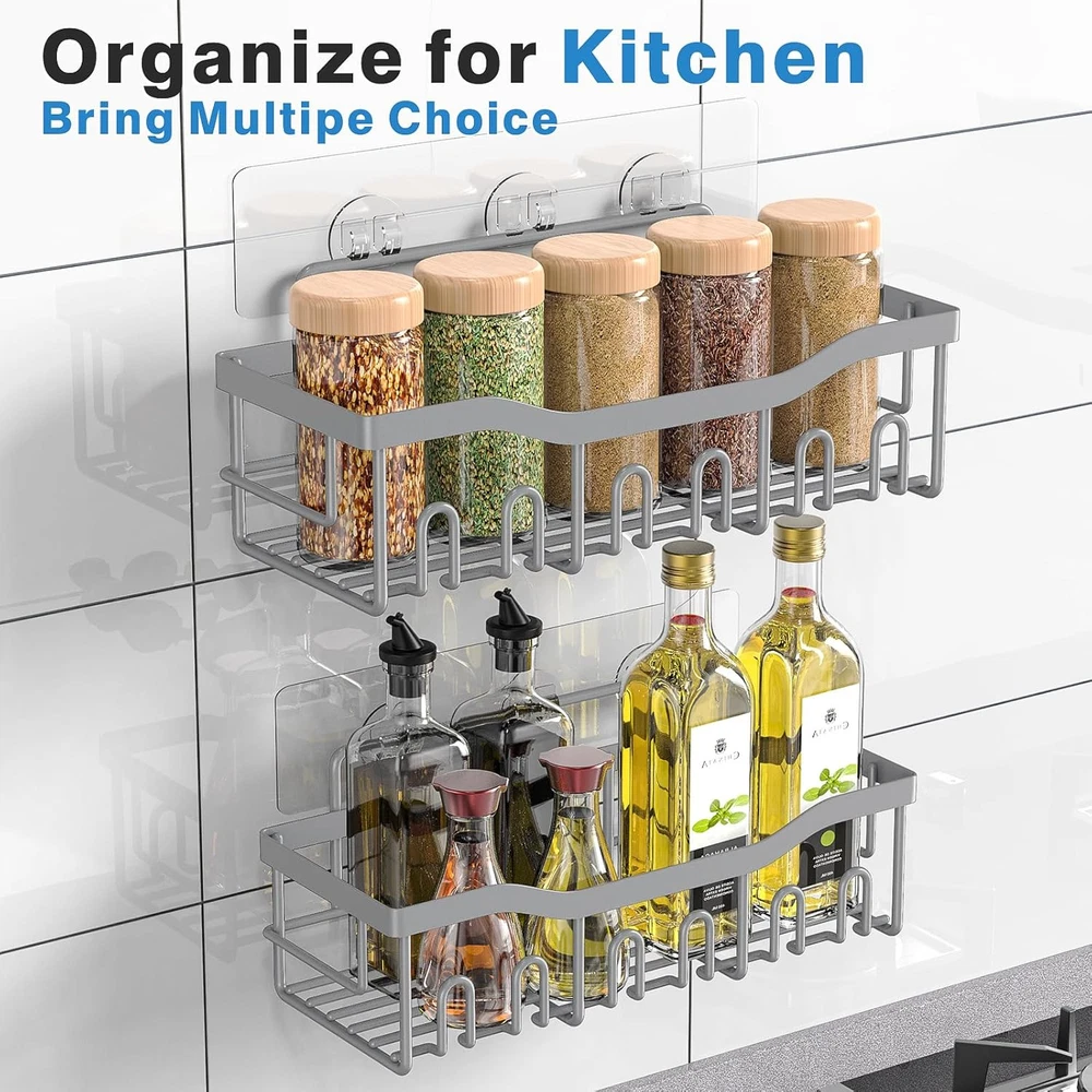 Shower Caddy 2 Pack,Adhesive Organizer for Bathroom 2 PACK, Light Grey
