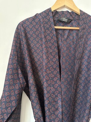 St Michael Paisley Smoking Jacke Wickel Morgenmantel | Made in UK | Medium | Boho 70er Vintage