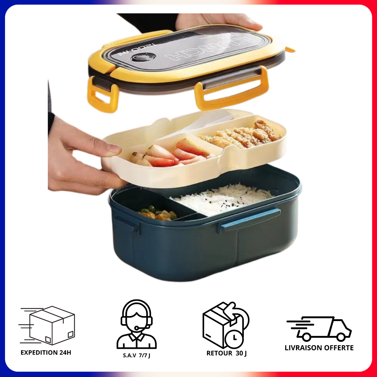 Lunch Box Électrique Hermétique 1.5L - Gamelle Chauffante Inox pour Repas au Travail