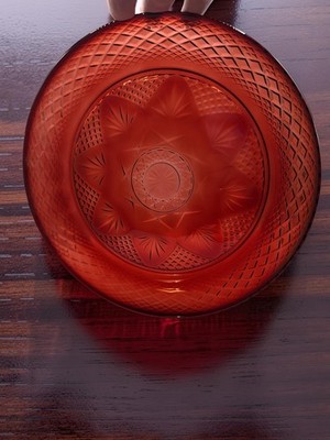 Vintage Luminarc Cristal D Argues Durand France Ruby Red Dinner Plate 10  Star