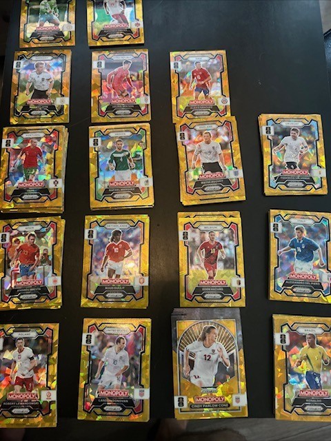 Gold Cracked Ice 2026 Monopoly Panini Prizm FIFA World Cup