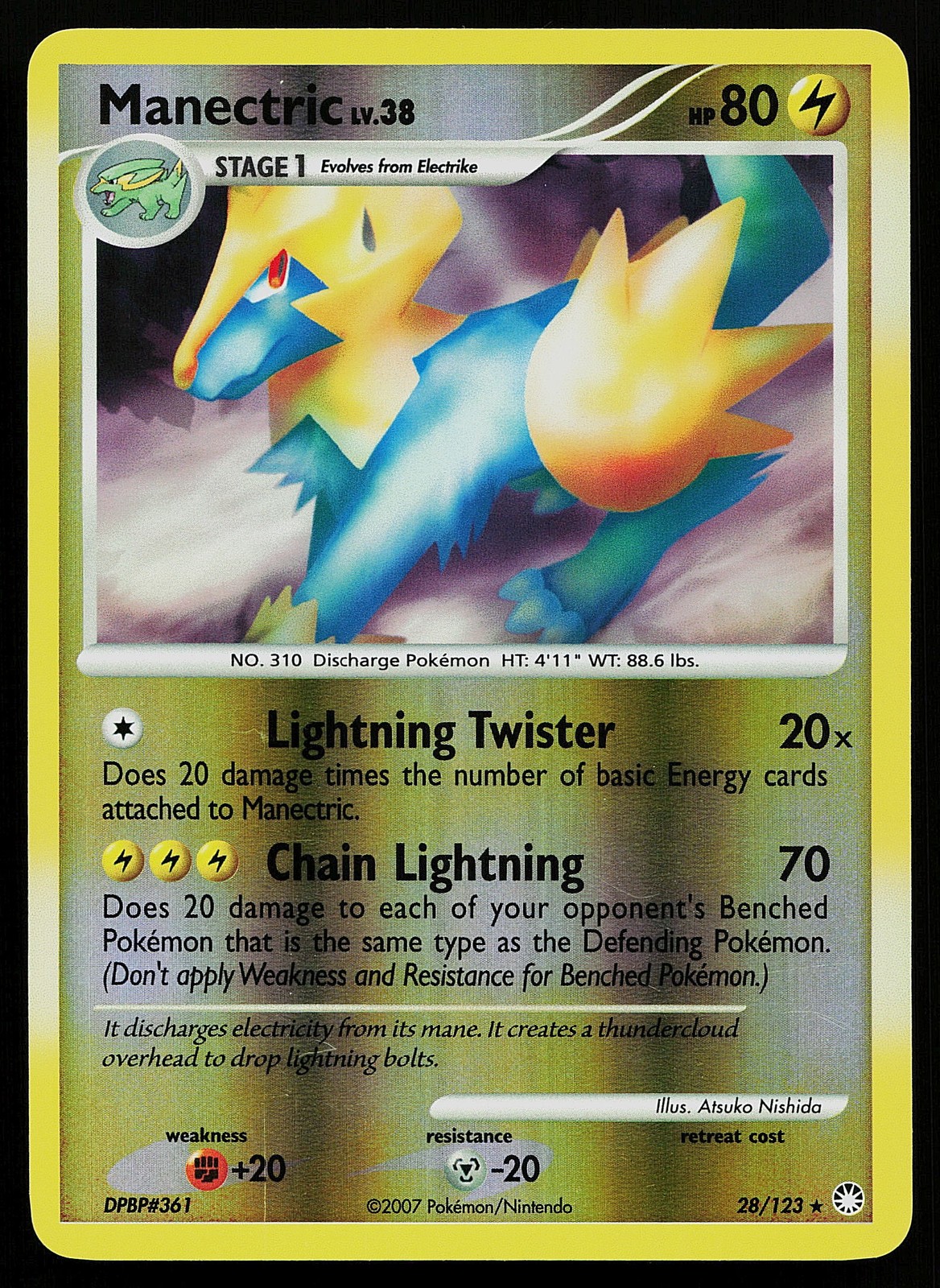 Pokemon Card - Manectric Mysterious Treasures 28/123 Rare Reverse Holo