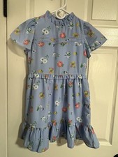 Beautiful Janie and Jack Light Blue Floral Girl Dress Size 8