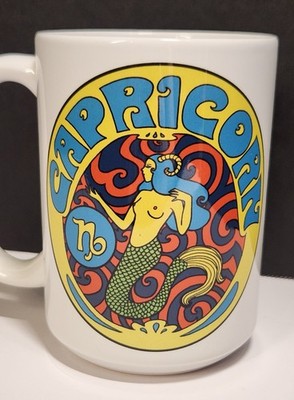 Capricorn Zodiac Mug Astrology Orca Coatings Psychedelic Retro Coffee Cup