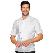 ISACCO chef jacket BELFAST unisex half sleeve polycotton 195 gr/m  white