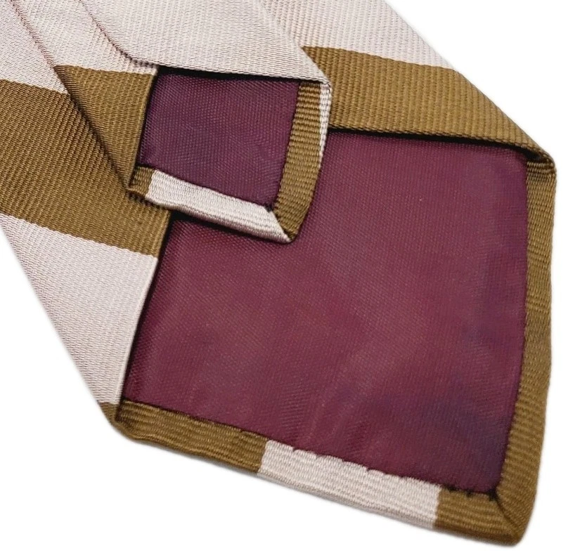 Corbata de gallo rosa y marrón patrón de rayas para hombre cuello corbata tela 56x3" Foto 4 de 4