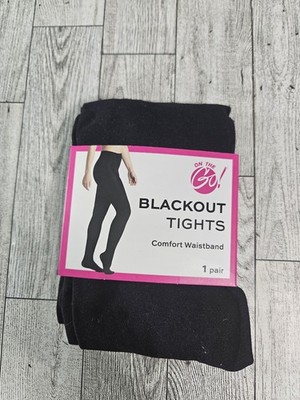NWT On The Go Blackout Tights Comfort Waistband Black 80 Denier Size Q Plus